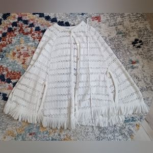 Vintage Sears Crocheted Poncho One Size White